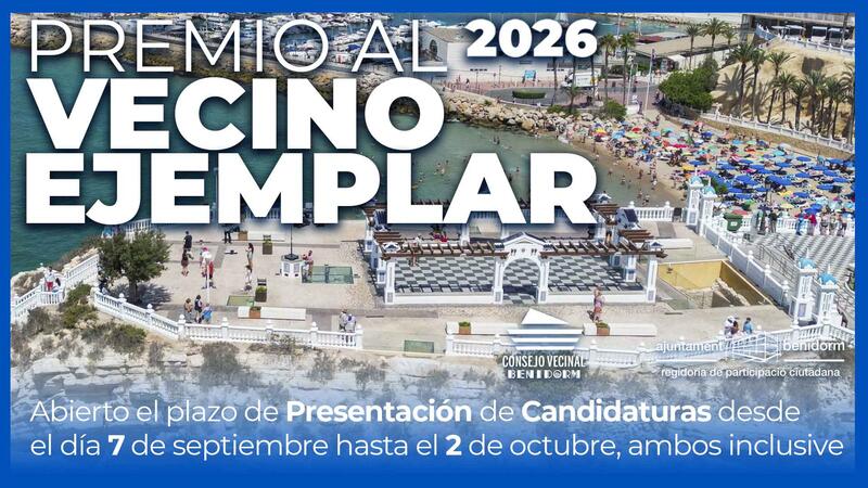 Benidorm obri el termini de presentació de candidatures per a triar al Veí Exemplar de 2026